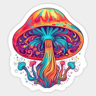 Psychedelic Shroom Mushroom Neon Art Sticker